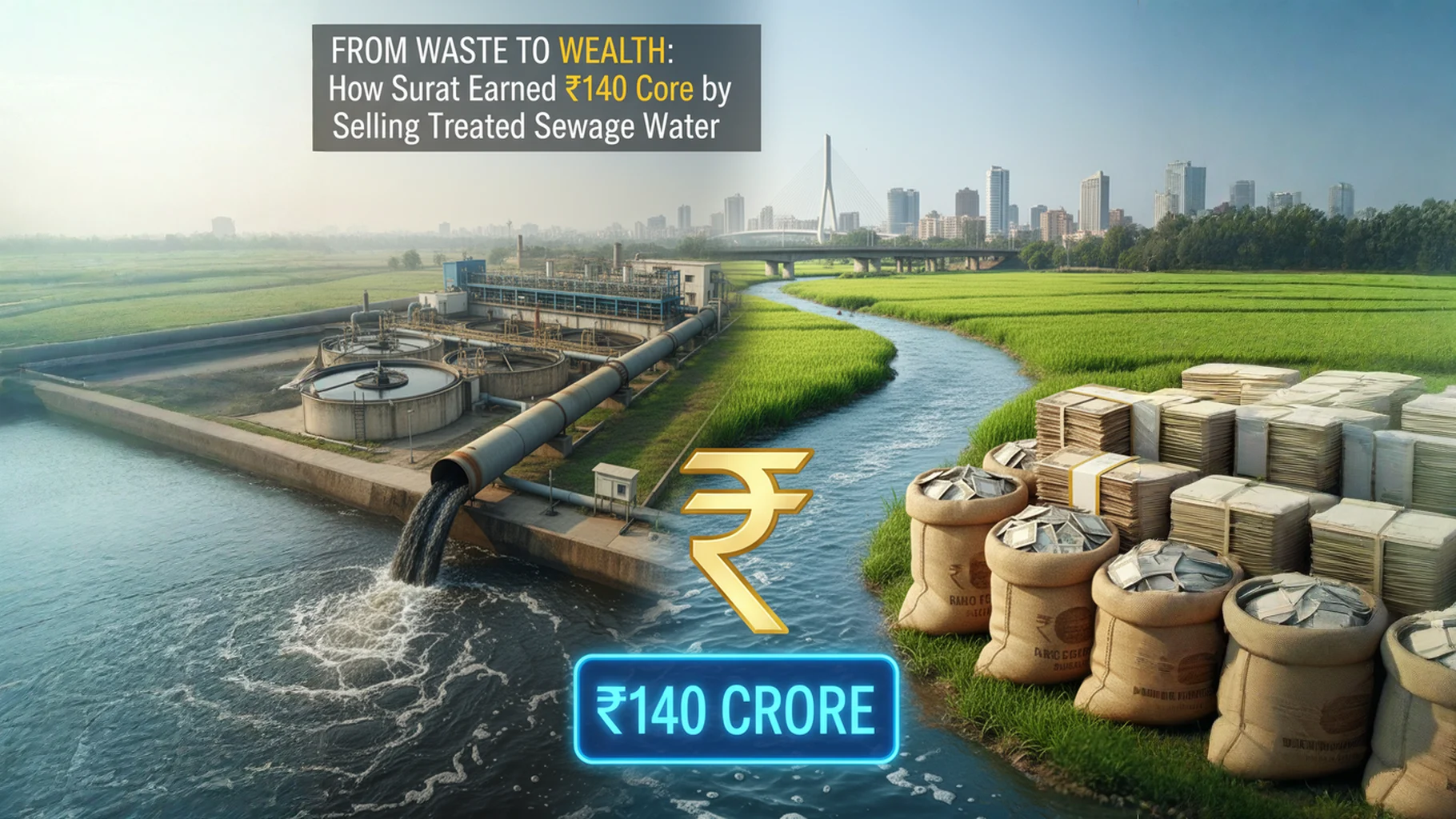 From Waste to Wealth: How Surat Earned ₹140 Crore by Selling Treated Sewage Water
